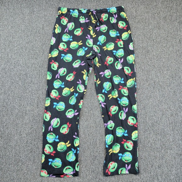 Teenage Mutant Ninja Turtles Retro Pajama Pants Medium Black All Over Print TMNT — photo 2